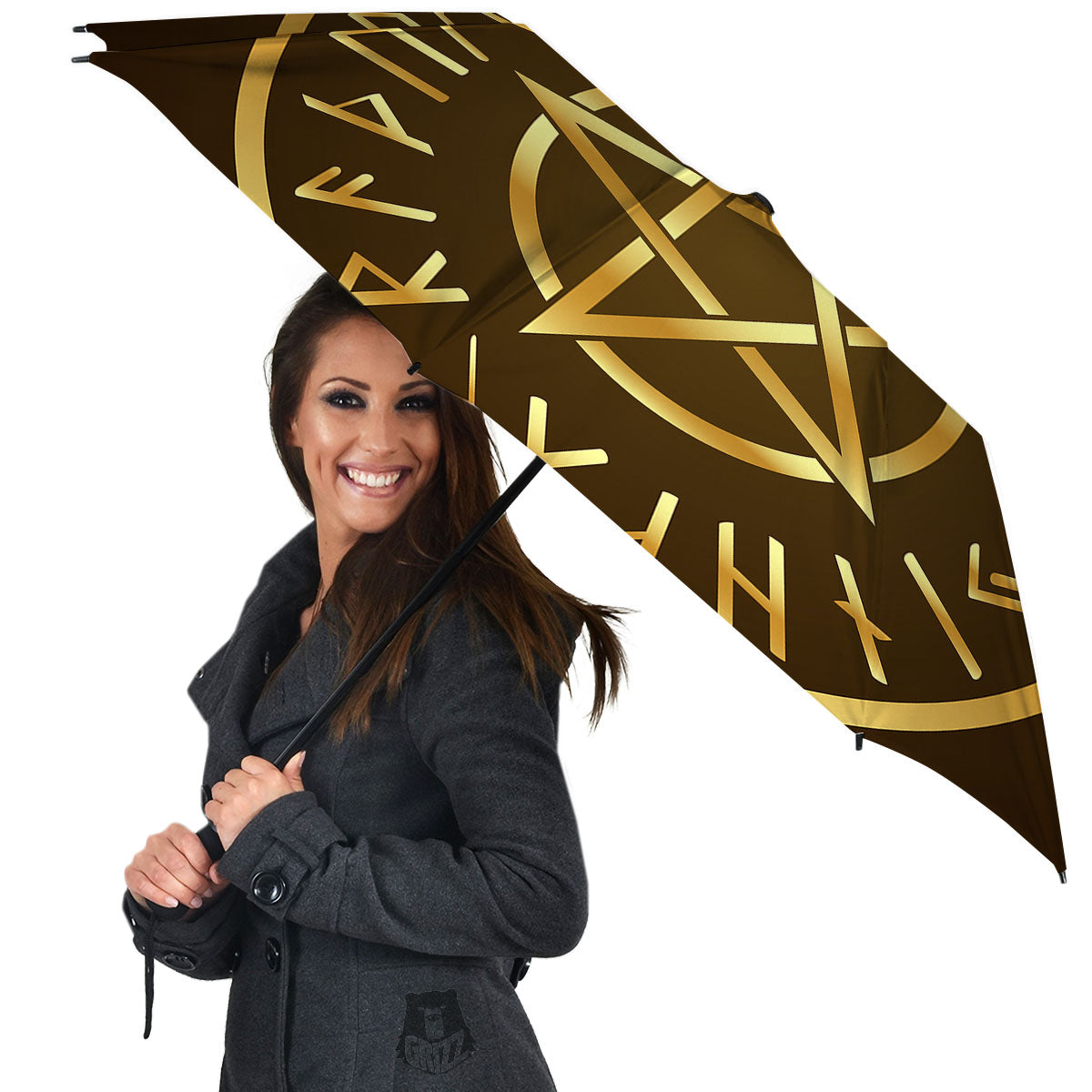Runes Pentagram Viking Nordic Print Umbrella-grizzshop
