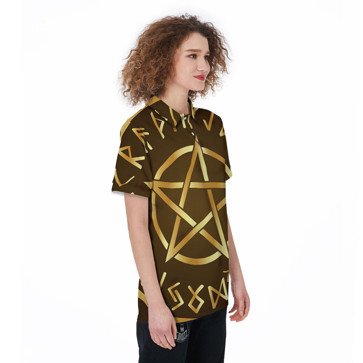 Runes Pentagram Viking Nordic Print Women's Golf Shirts-grizzshop