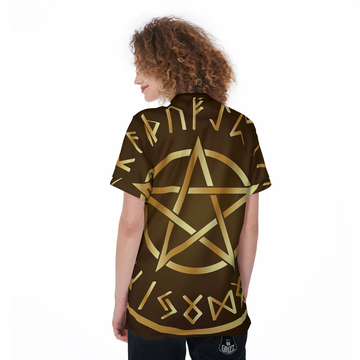 Runes Pentagram Viking Nordic Print Women's Golf Shirts-grizzshop