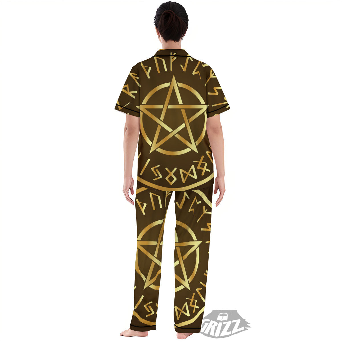 Runes Pentagram Viking Nordic Print Women's Pajamas Set-grizzshop