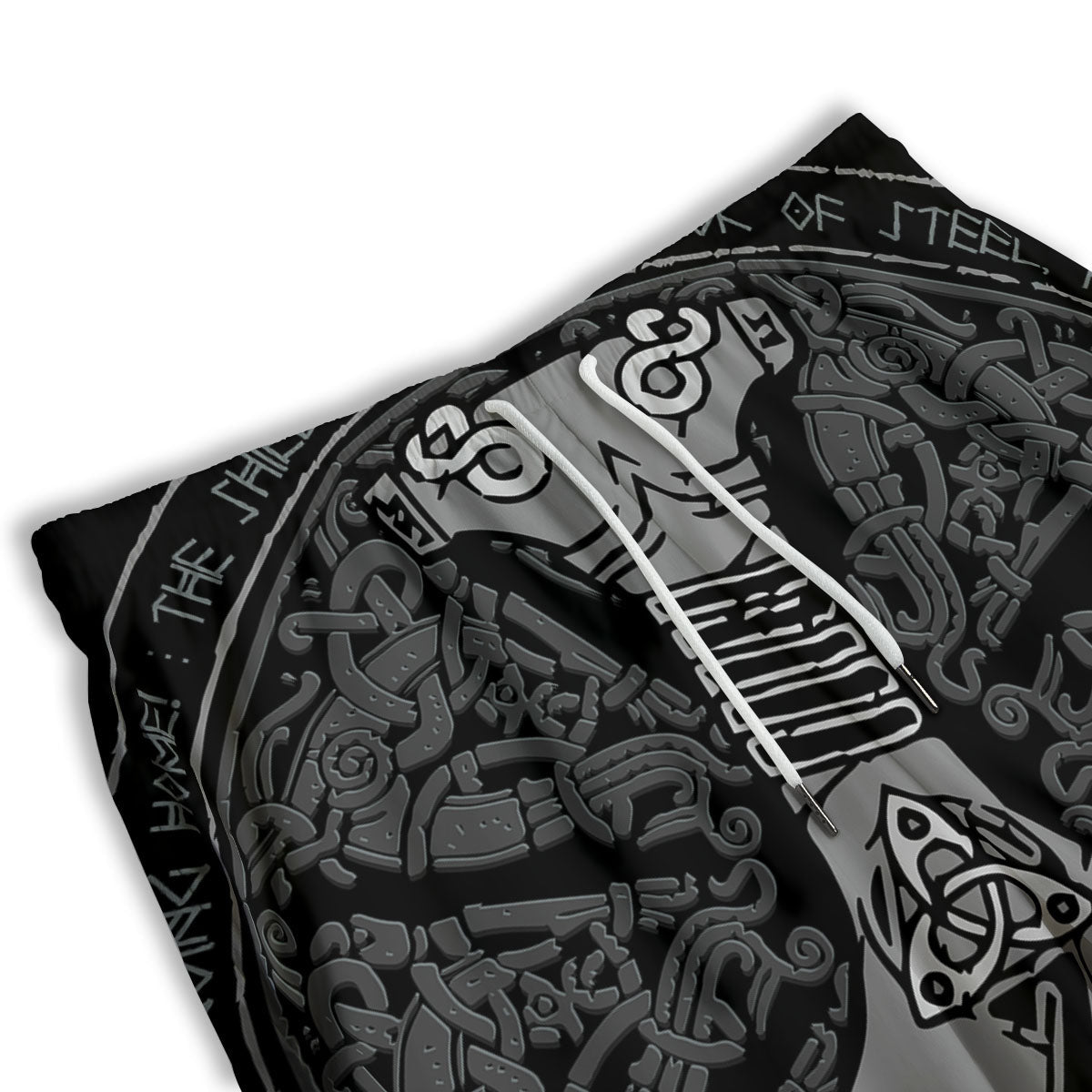 Runes Scandinavian And Mjolnir Print Men's Athletic Shorts