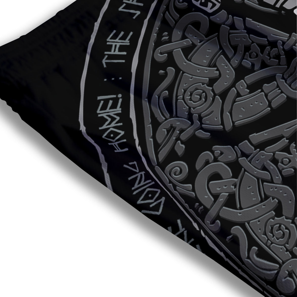 Runes Scandinavian And Mjolnir Print Mesh Shorts