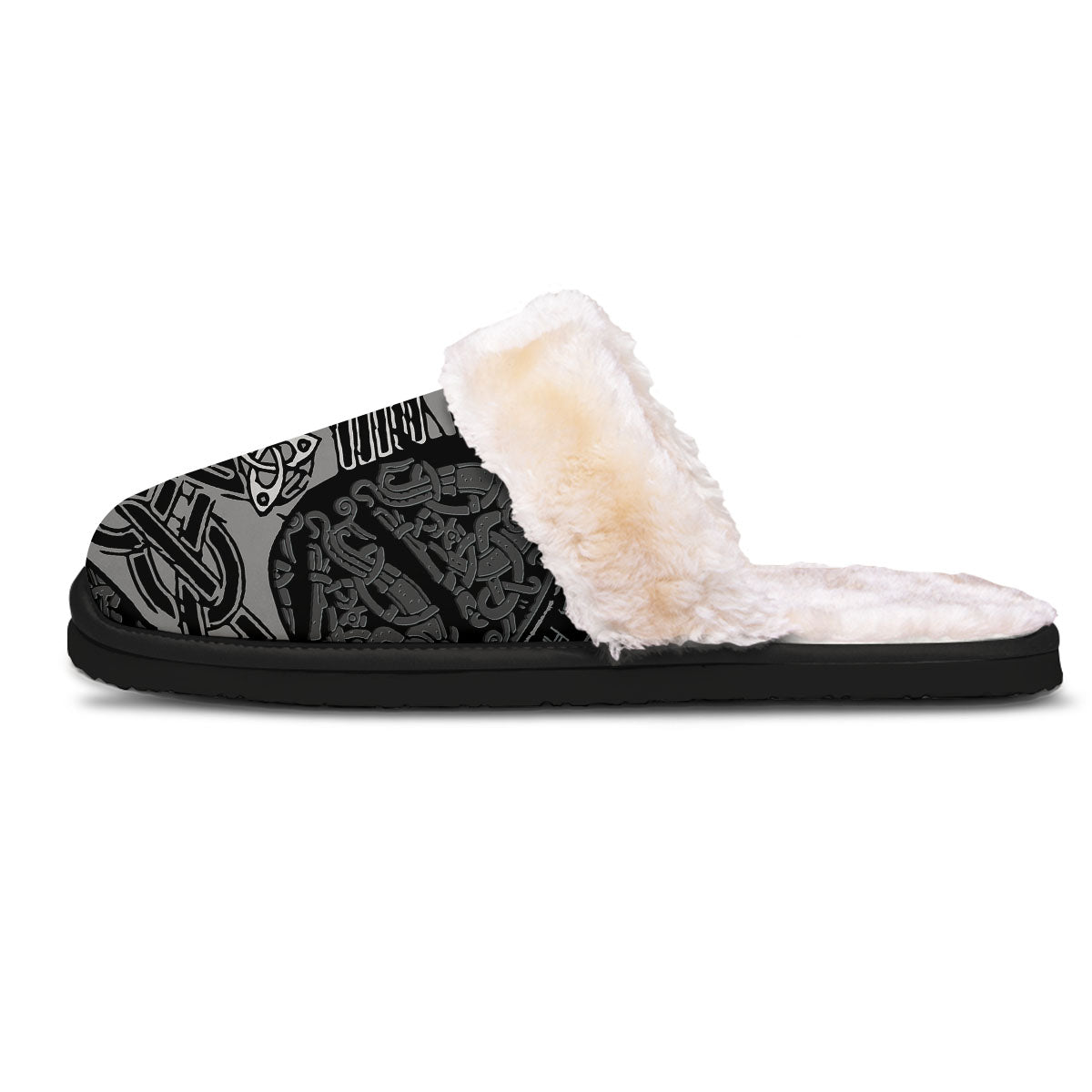 Runes Scandinavian And Mjolnir Print Slippers-grizzshop