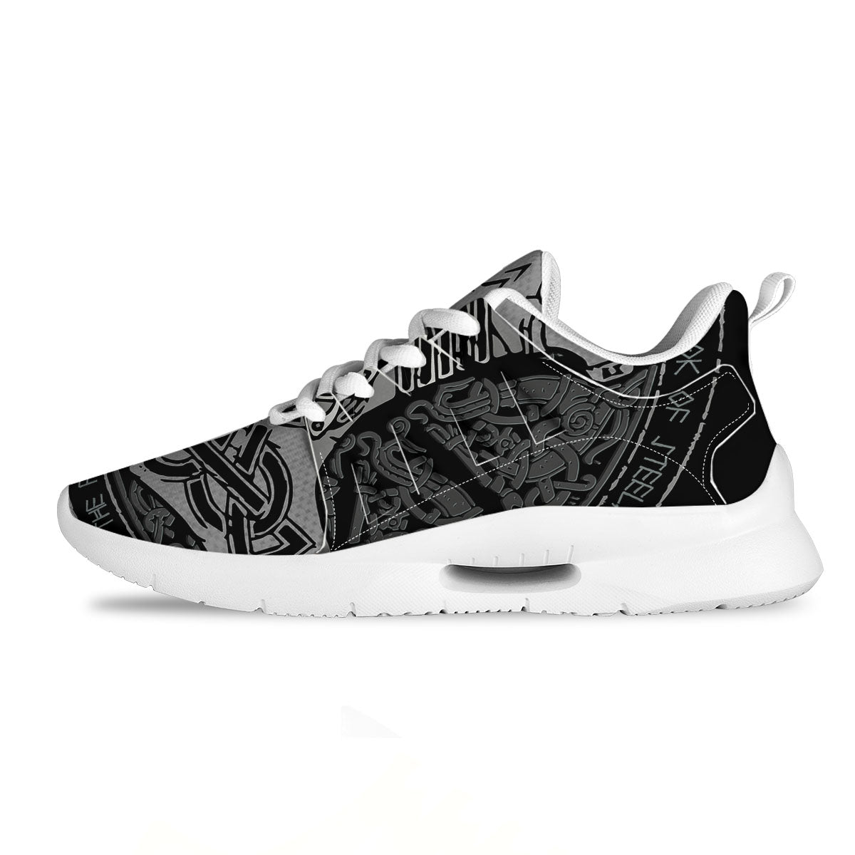 Runes Scandinavian And Mjolnir Print Tennis Shoes-grizzshop