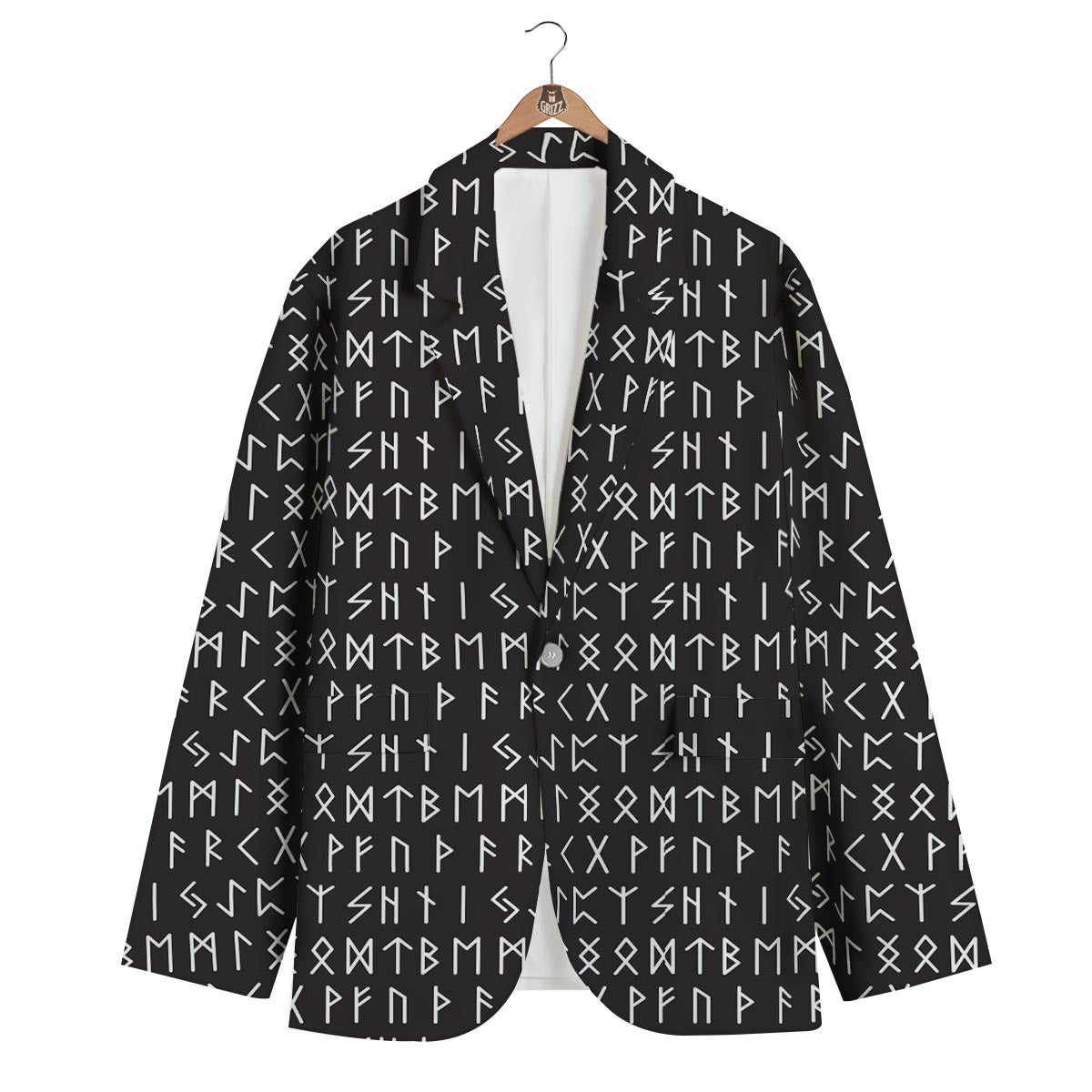 Runic Alphabet Viking Print Men's Blazer-grizzshop