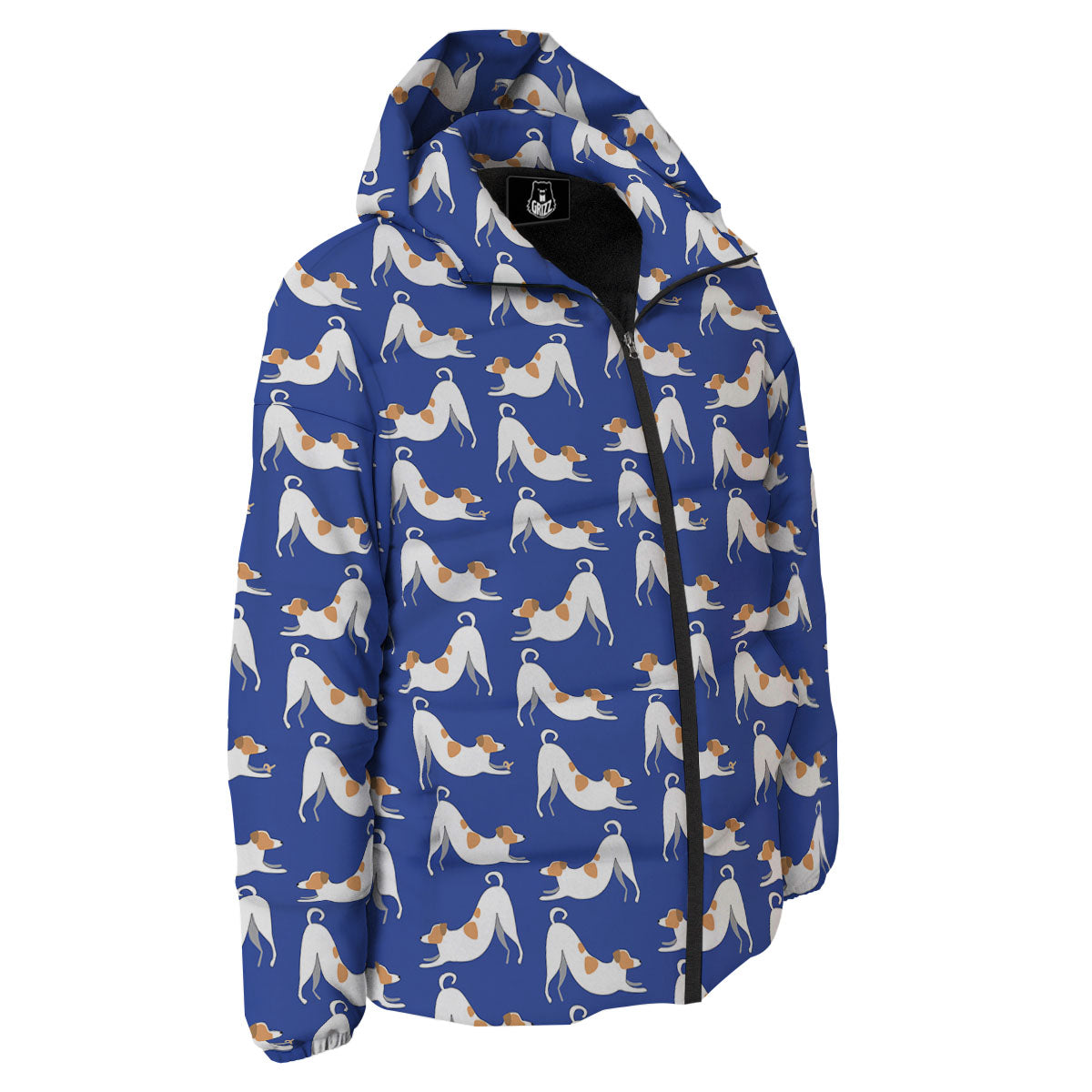 Russell Terrier Blue Jack Print Pattern Down Jacket-grizzshop