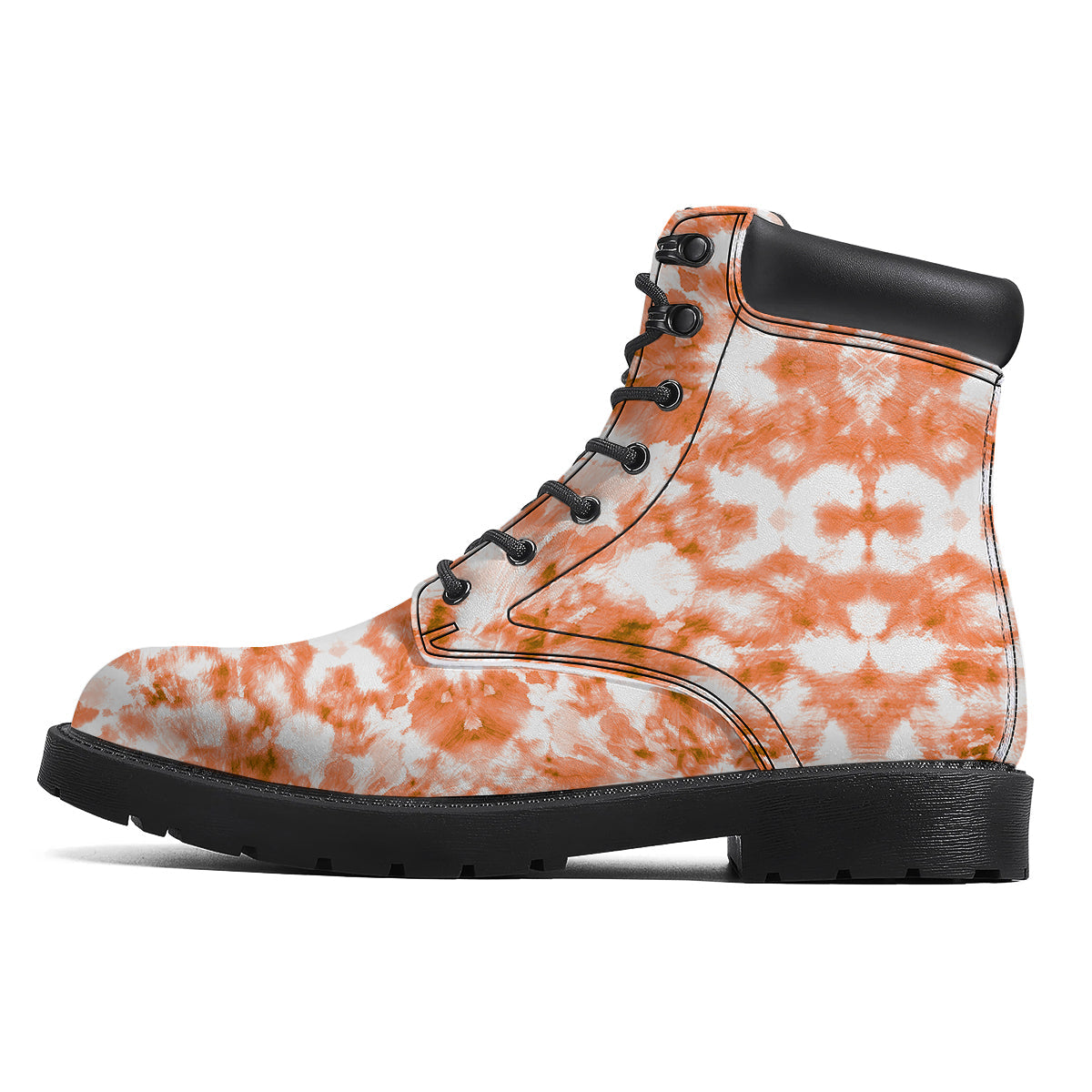 Rusty Tie Dye Orange Watercolor Print Boots-grizzshop