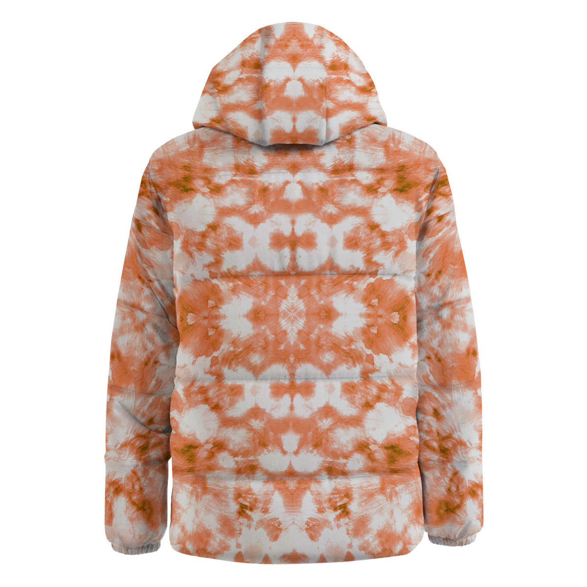 Rusty Tie Dye Orange Watercolor Print Down Jacket-grizzshop