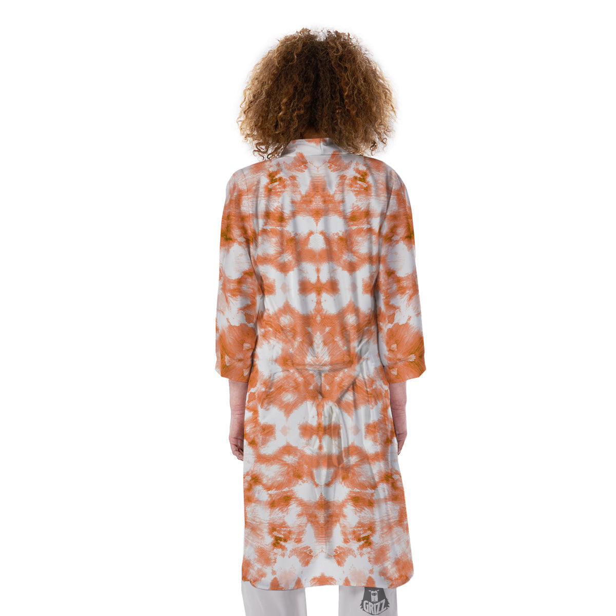 Rusty Tie Dye Orange Watercolor Print Kimono-grizzshop