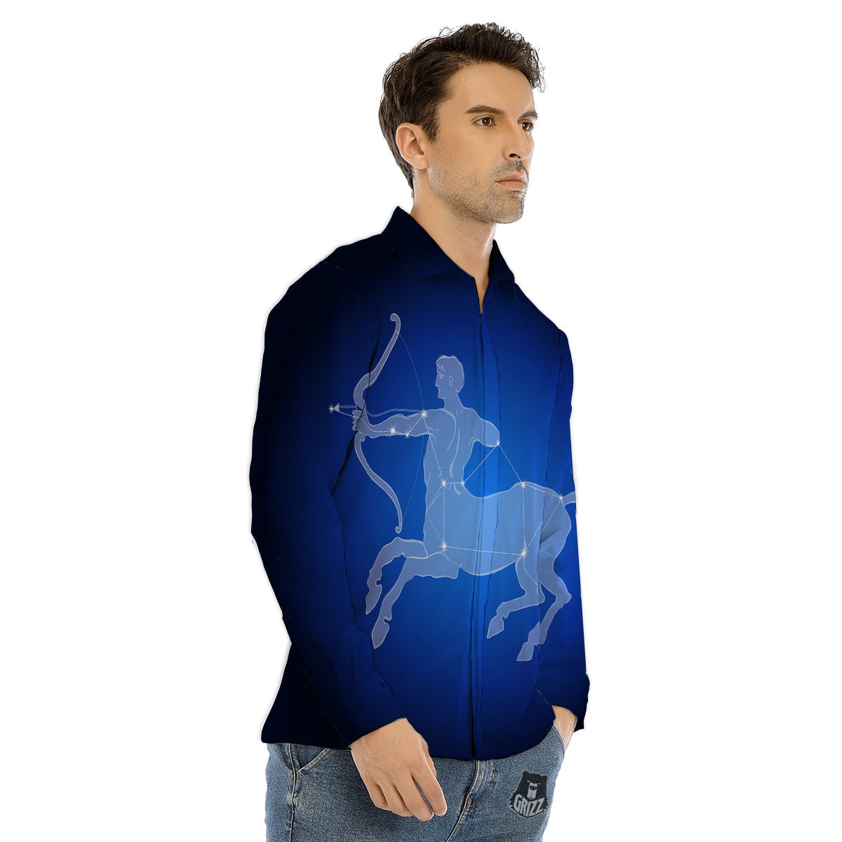 Sagittarius Constellation Print Men's Dress Shirts-grizzshop
