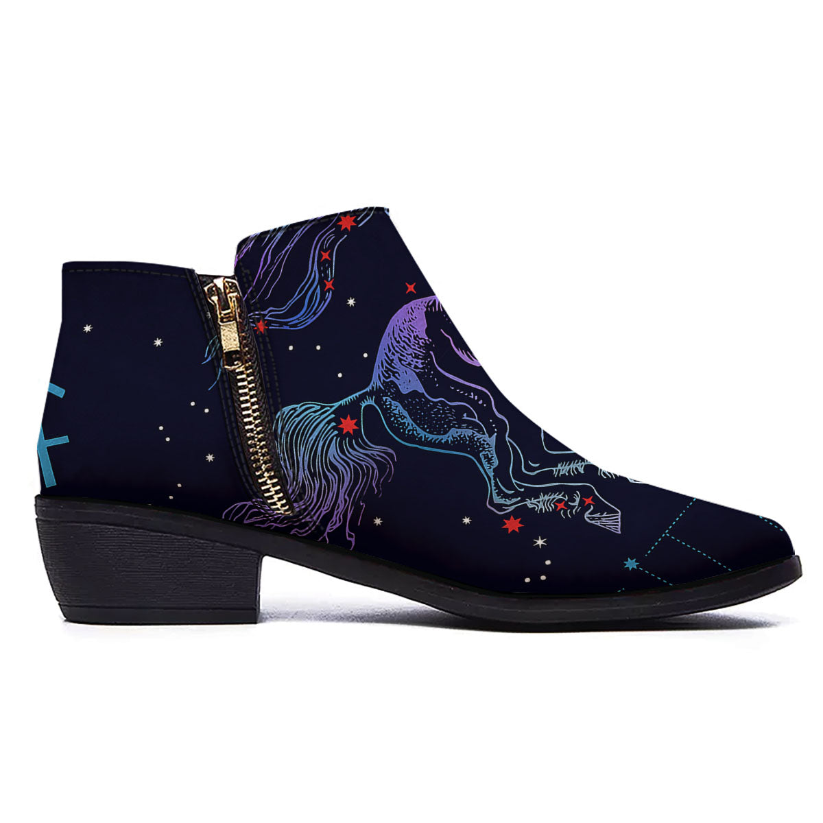 Sagittarius Constellation Sign Print Ankle Boots-grizzshop