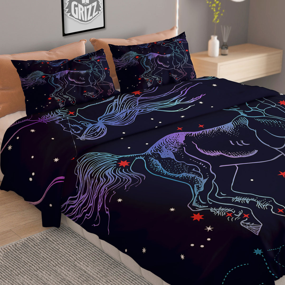 Seahorse Watercolor Print Pattern Duvet Cover Bedding Set