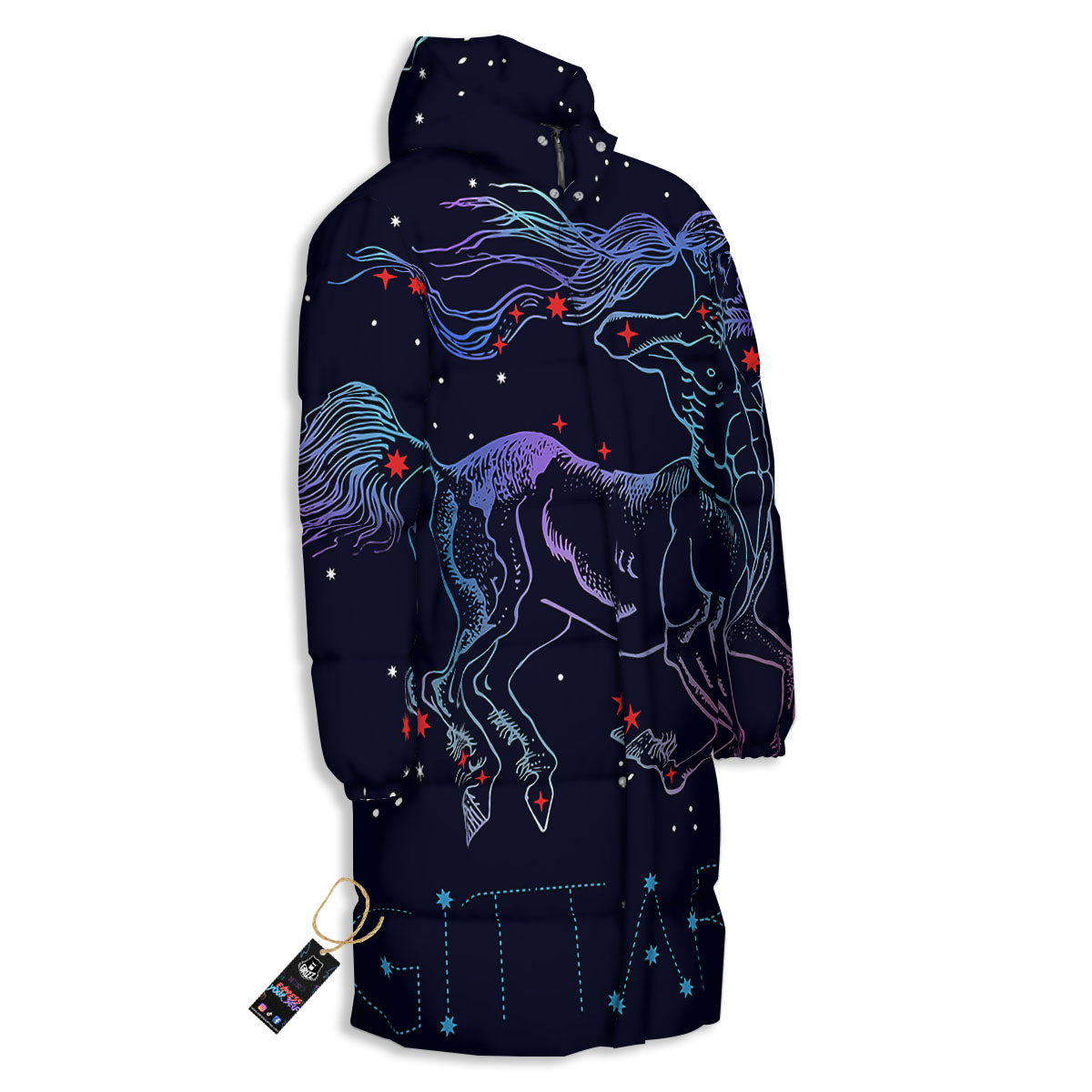 Sagittarius Constellation Sign Print Long Down Jacket-grizzshop