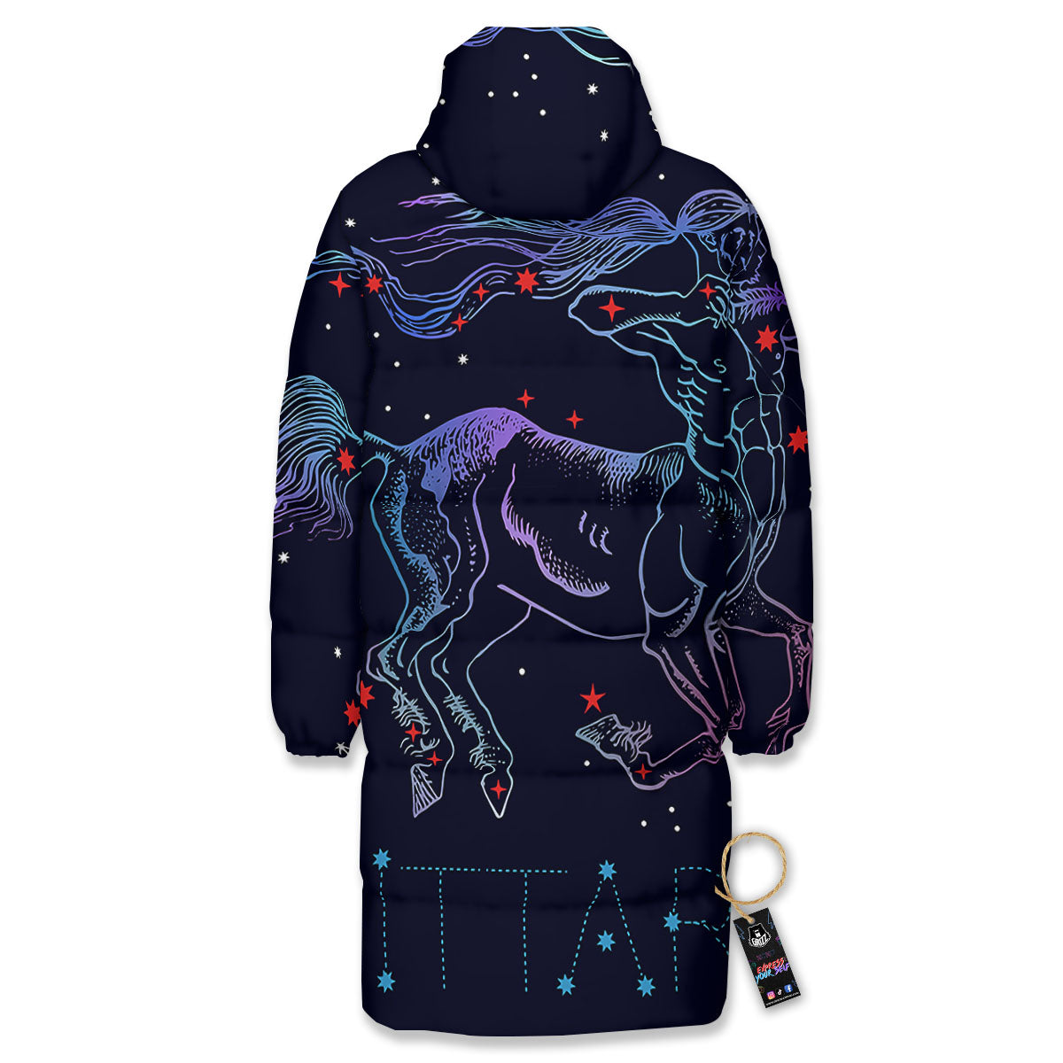Sagittarius Constellation Sign Print Long Down Jacket-grizzshop
