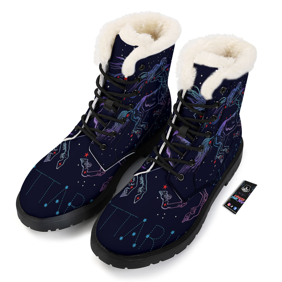 Sagittarius Constellation Sign Print Winter Boots-grizzshop