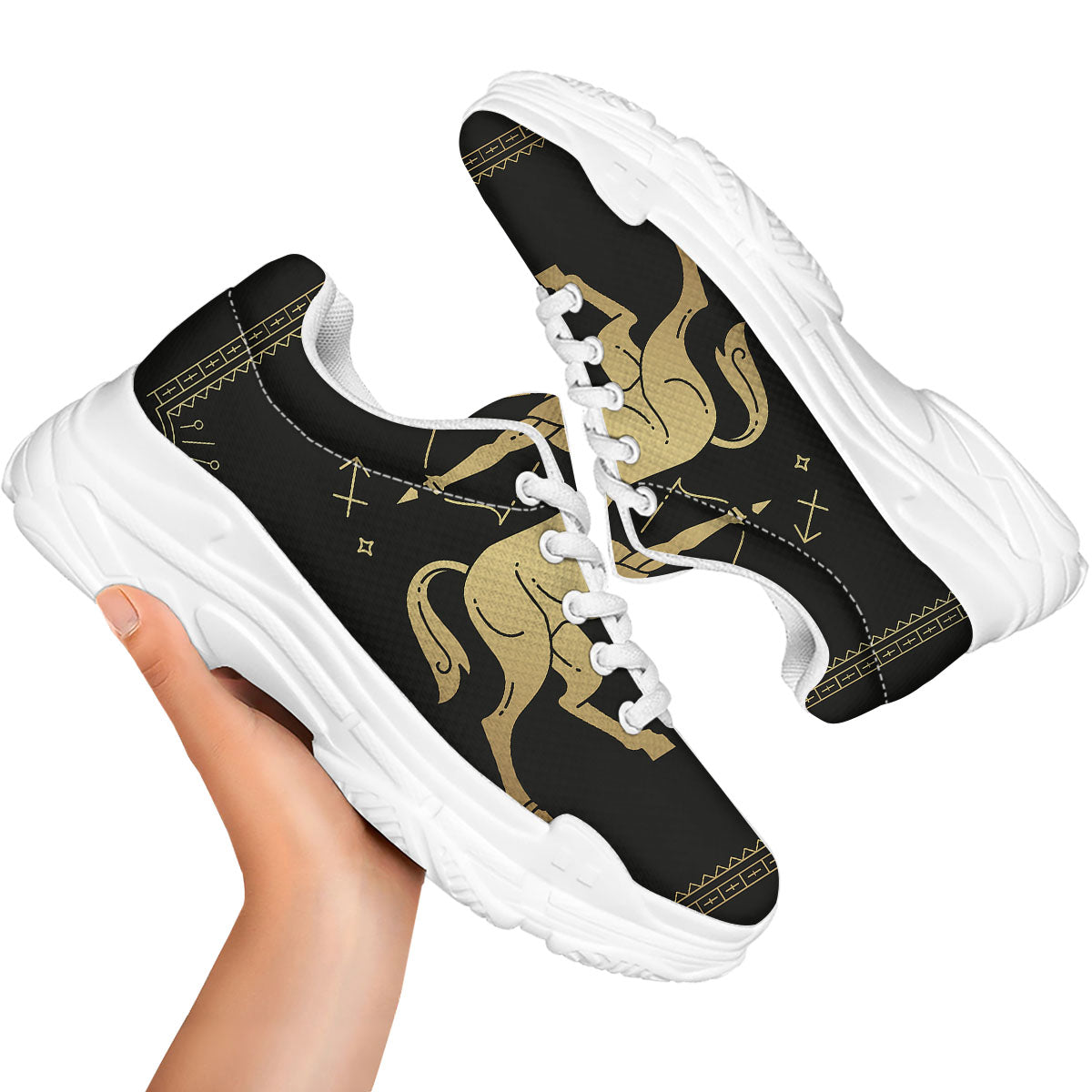 Sagittarius Sign Astrological Print White Chunky Shoes-grizzshop