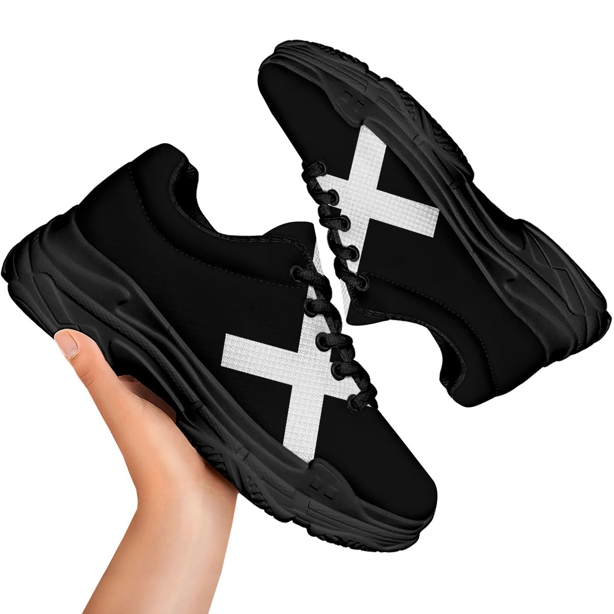 Sagittarius Sign White And Black Print Black Chunky Shoes-grizzshop