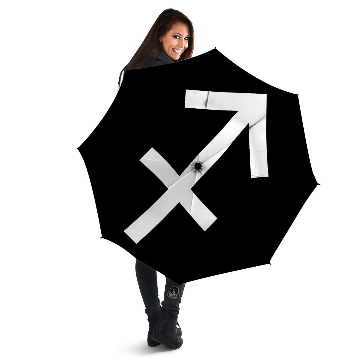 Sagittarius Sign White And Black Print Umbrella-grizzshop