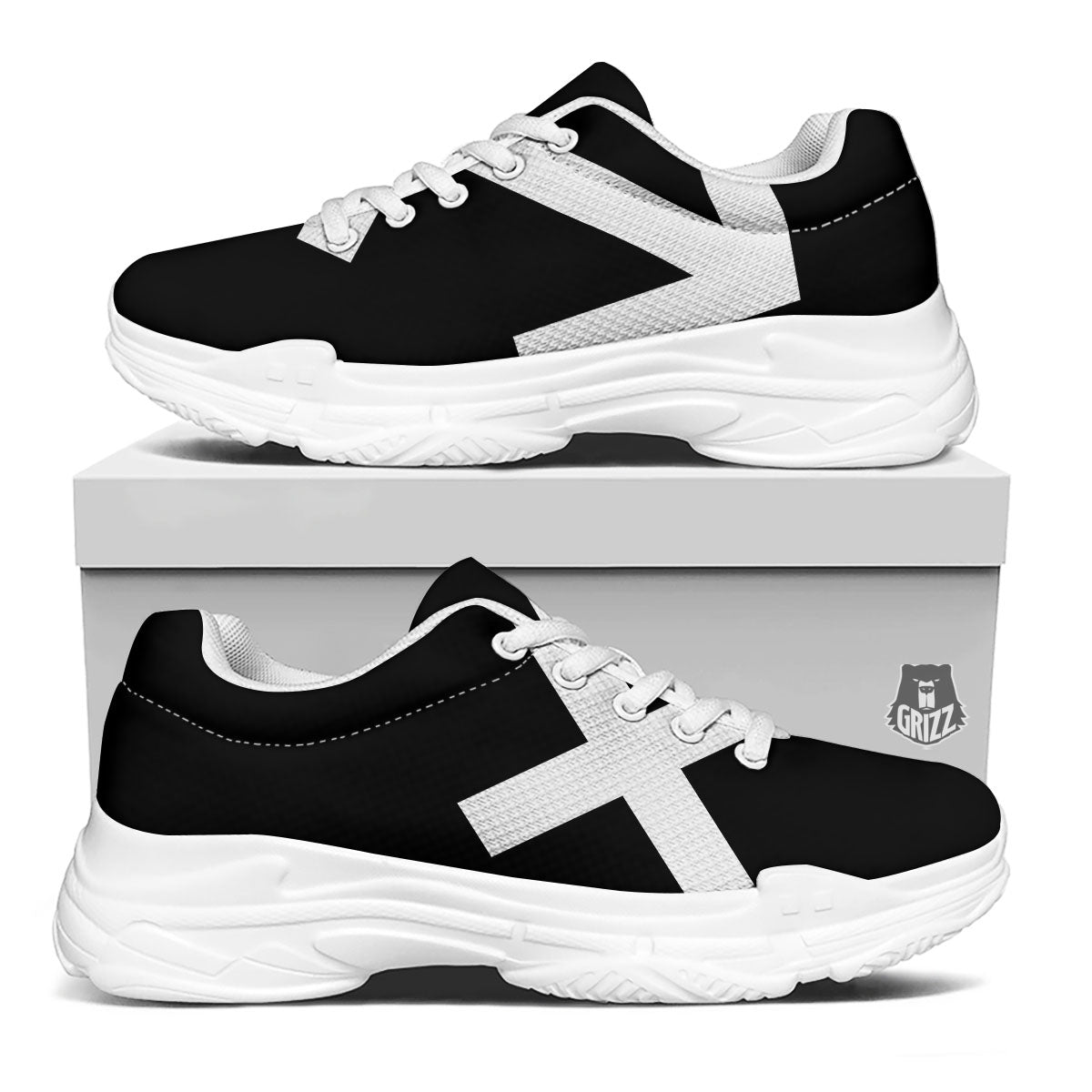 Sagittarius Sign White And Black Print White Chunky Shoes-grizzshop