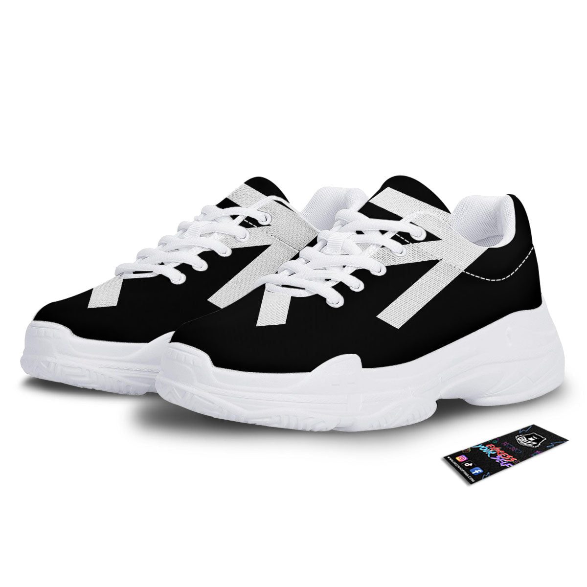 Sagittarius Sign White And Black Print White Chunky Shoes-grizzshop