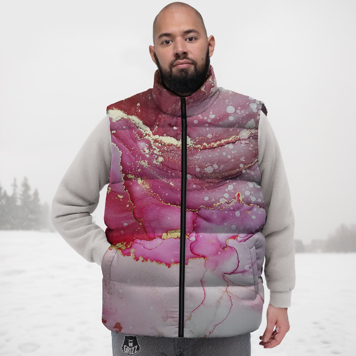 Sailboat Ocean Pattern Print Down Vest-grizzshop