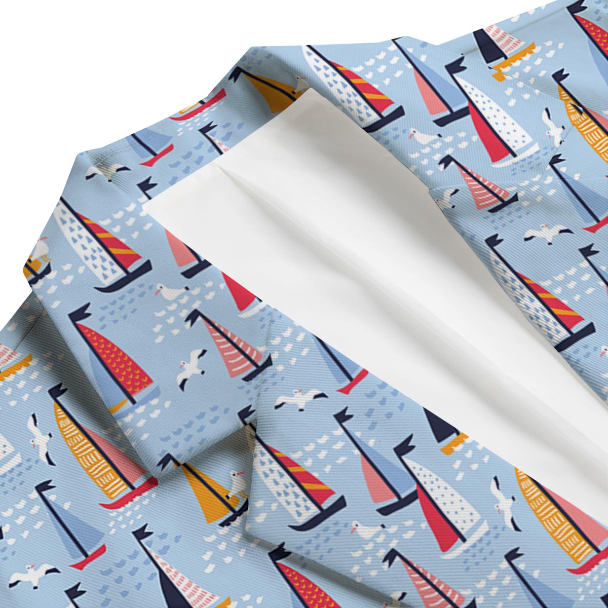 Sailboat Ocean Pattern Print Men's Blazer-grizzshop