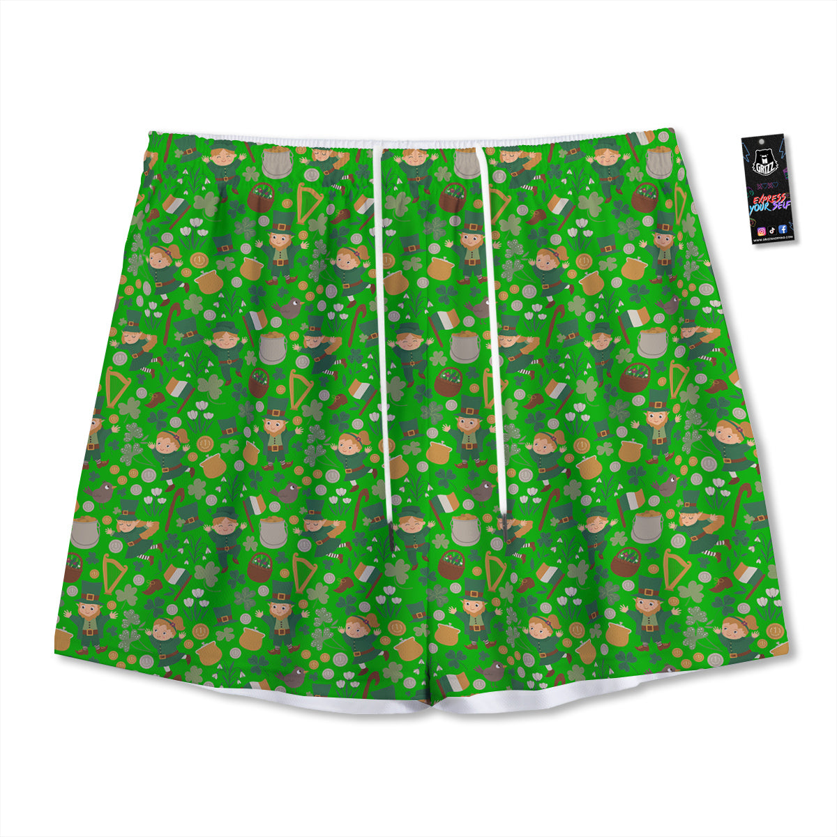 Saint Patrick's Day Cute Print Pattern Mesh Shorts