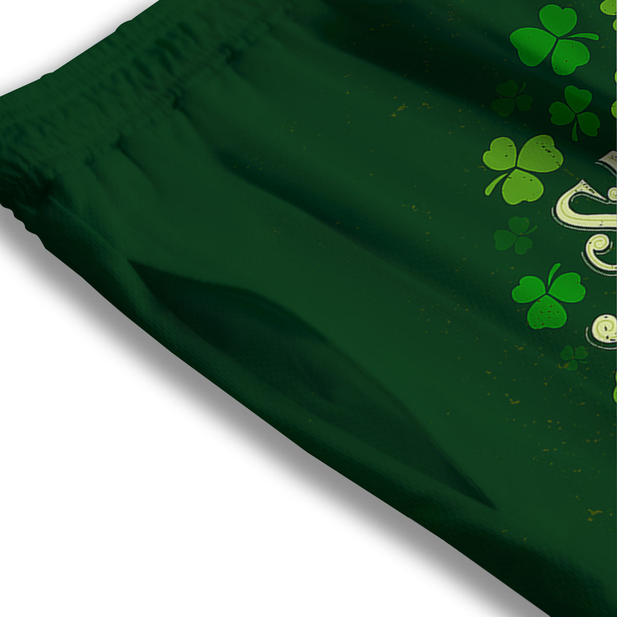 Saint Patrick's Day Green Clover Print Mesh Shorts