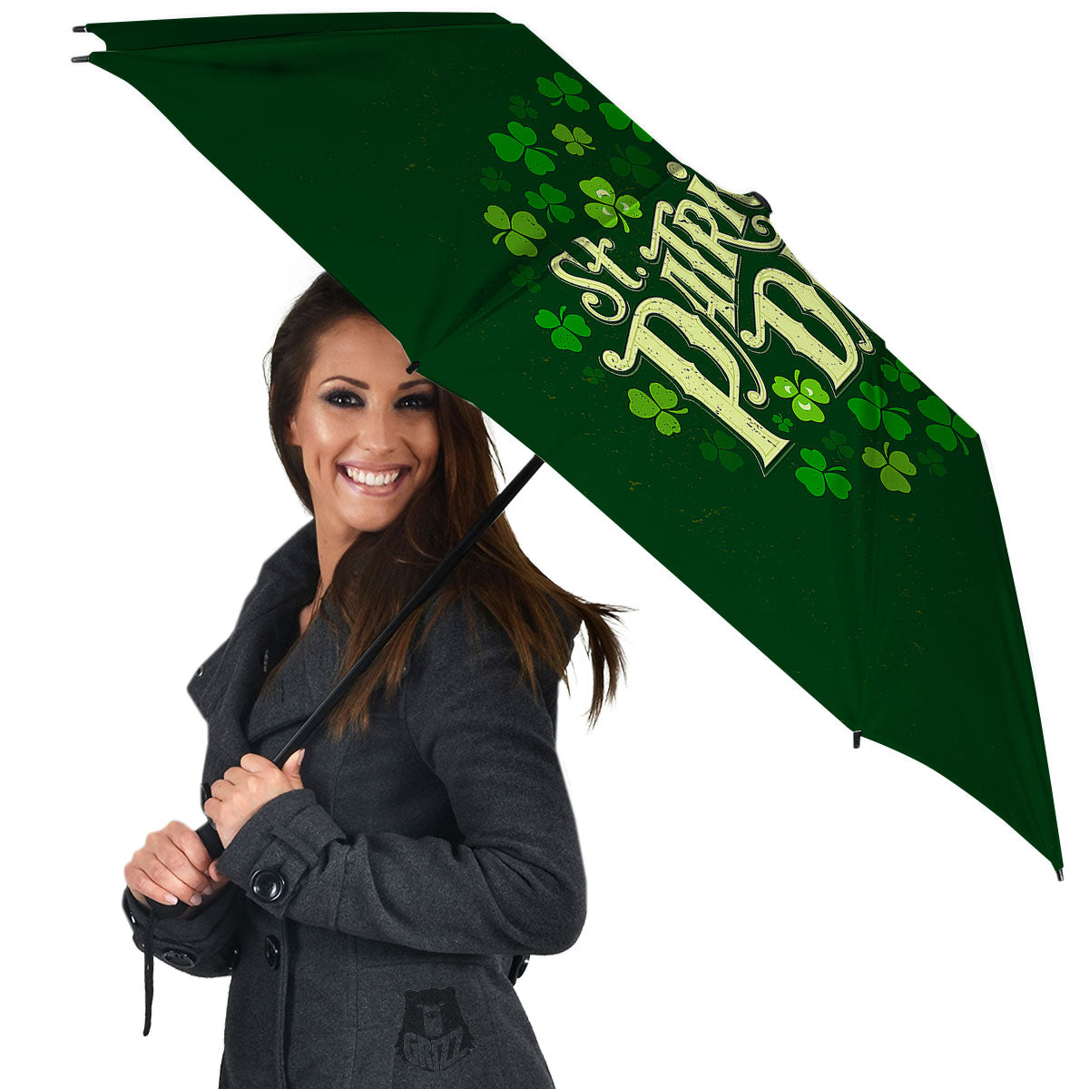 Saint Patrick's Day Green Clover Print Umbrella-grizzshop