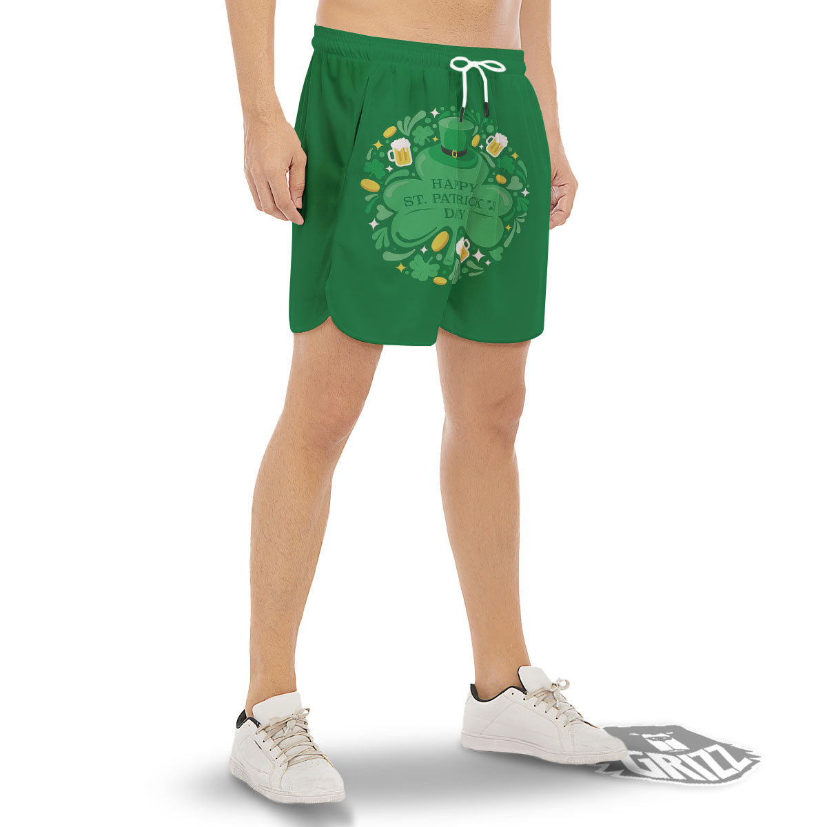 Saint Patrick's Day Green Irish Print Men's Gym Shorts-grizzshop