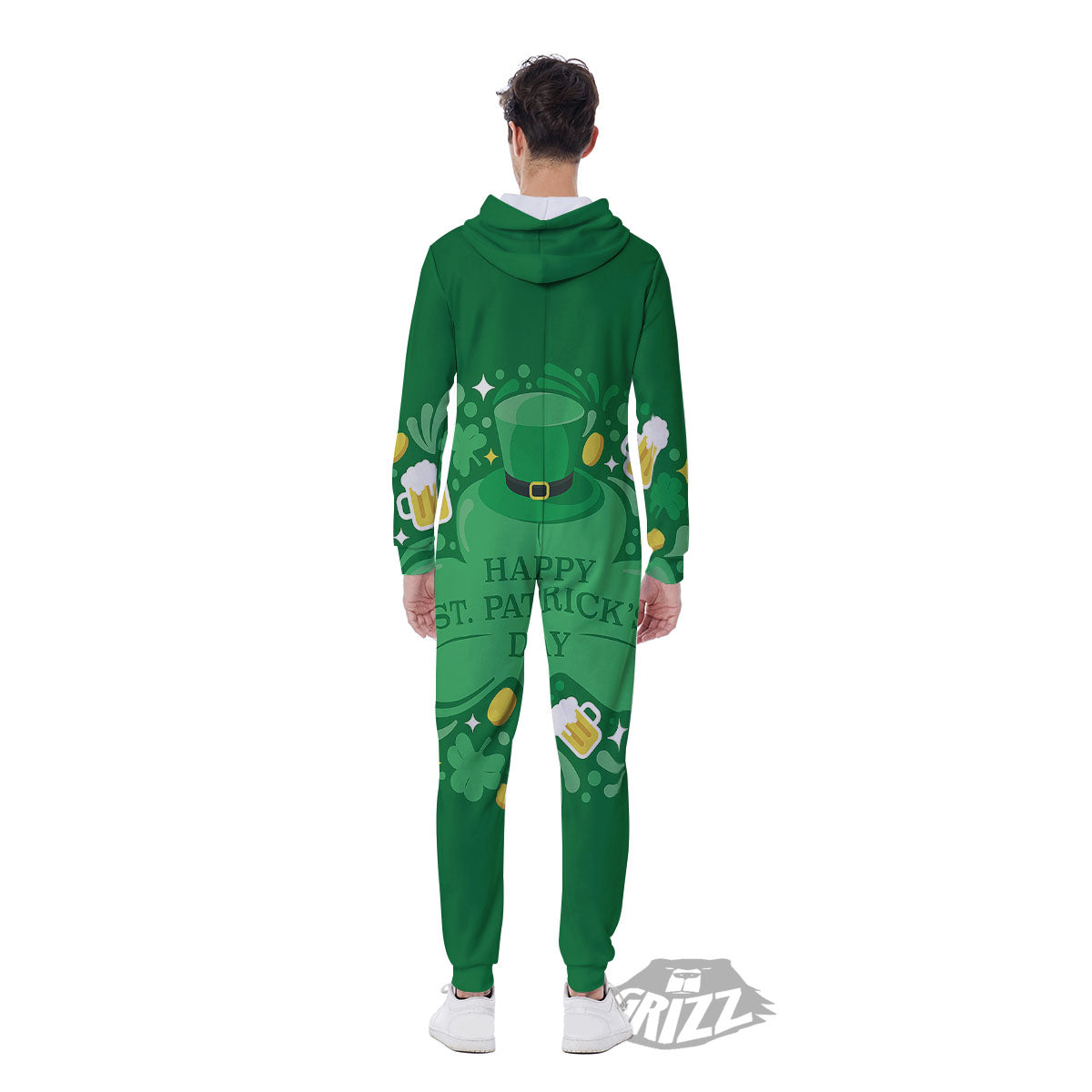Saint Patrick's Day Green Irish Print Men's Jumpsuit-grizzshop