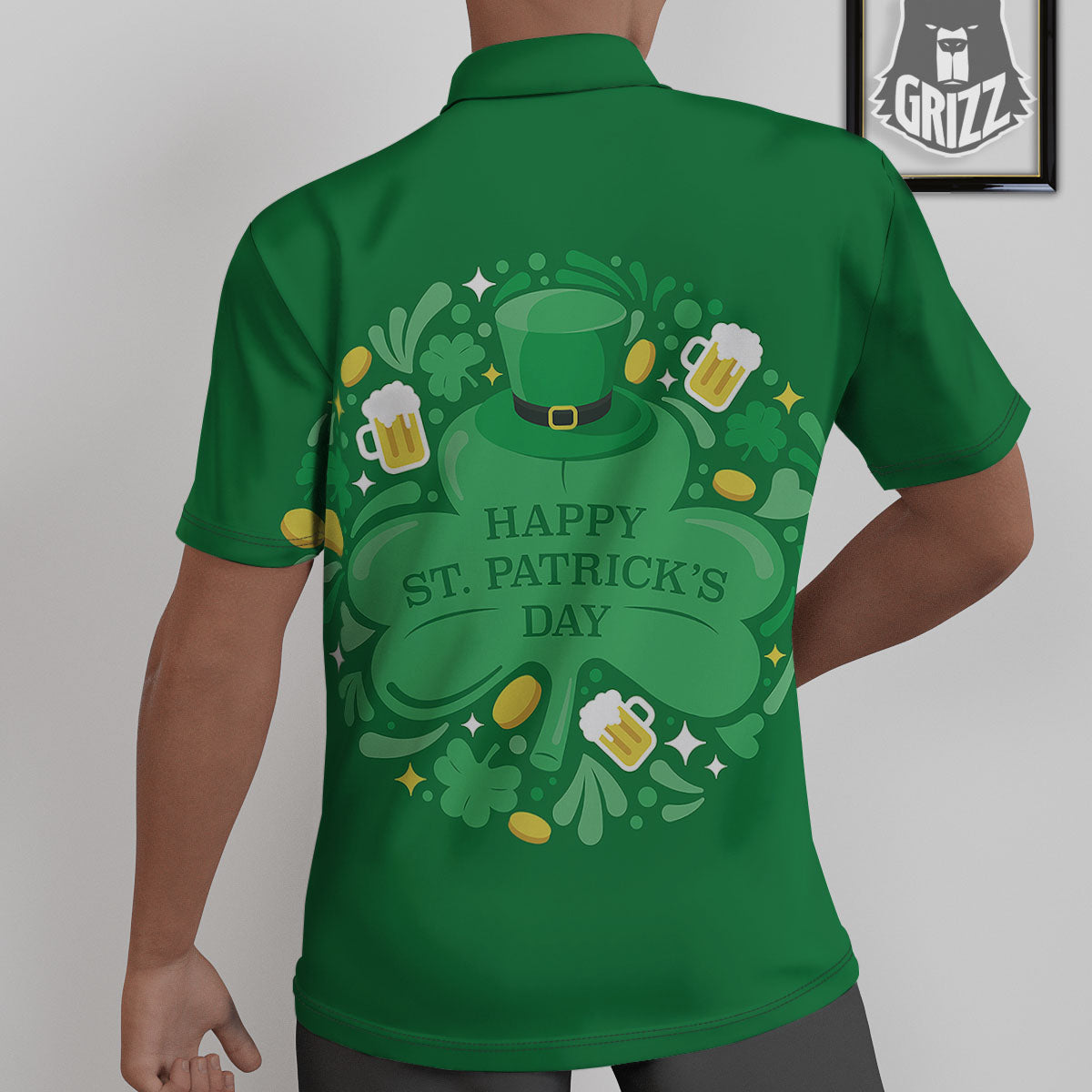 Saint Patrick's Day Green Irish Print Untucked Shirts-grizzshop