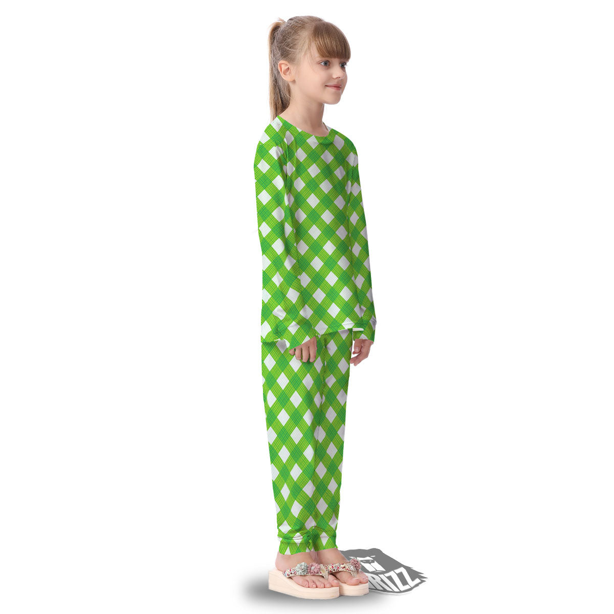 Saint Patrick's Day Green Plaid Print Kid's Pajamas-grizzshop