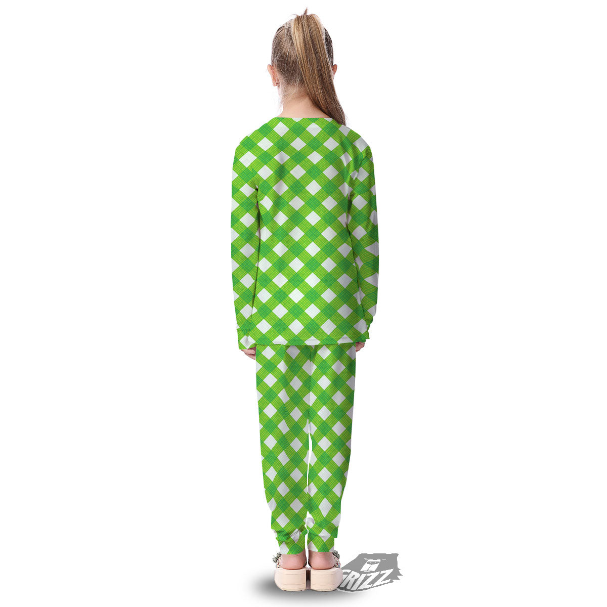 Saint Patrick's Day Green Plaid Print Kid's Pajamas-grizzshop