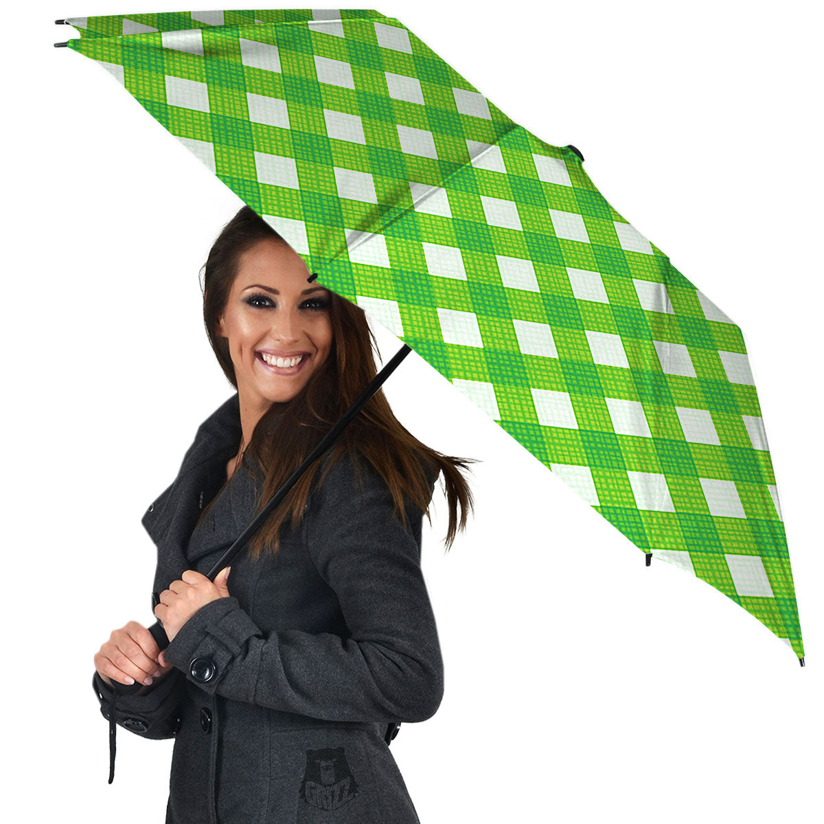 Saint Patrick's Day Green Plaid Print Umbrella-grizzshop