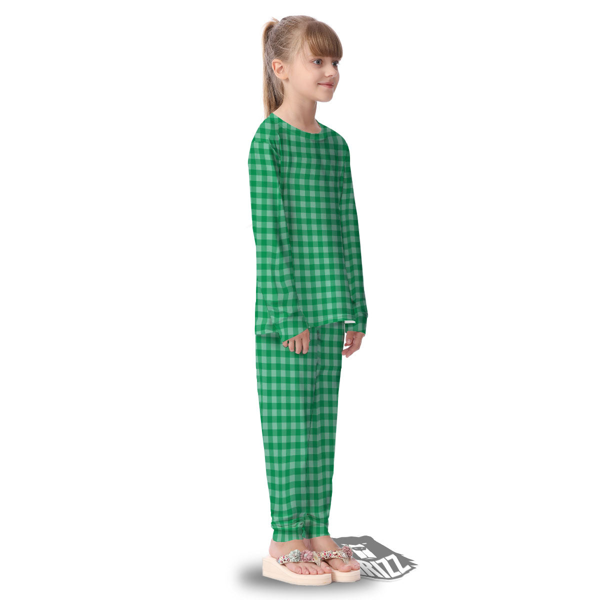 Saint Patrick's Day Green Tartan Print Kid's Pajamas-grizzshop