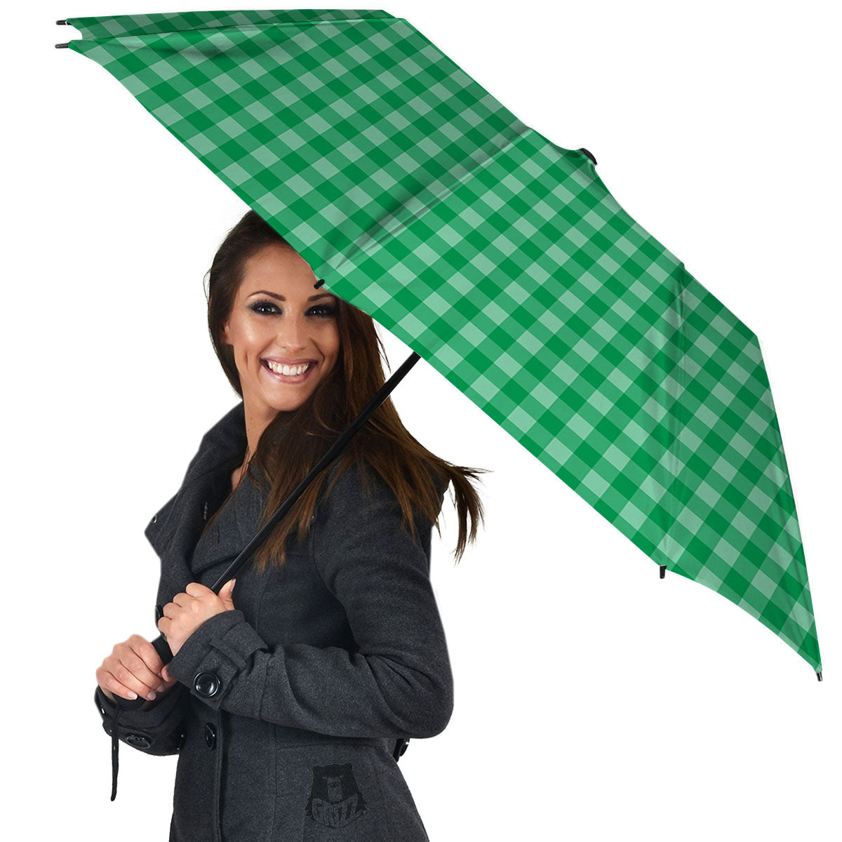 Saint Patrick's Day Green Tartan Print Umbrella-grizzshop