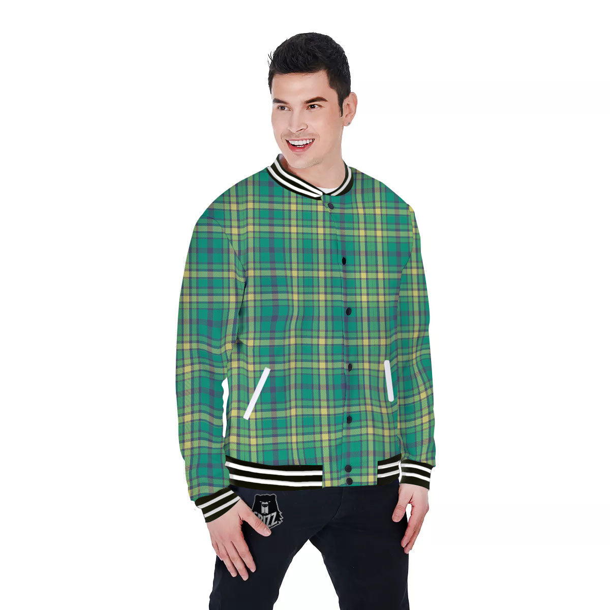Saint Patrick's Day Irish Check Print Baseball Jacket-grizzshop