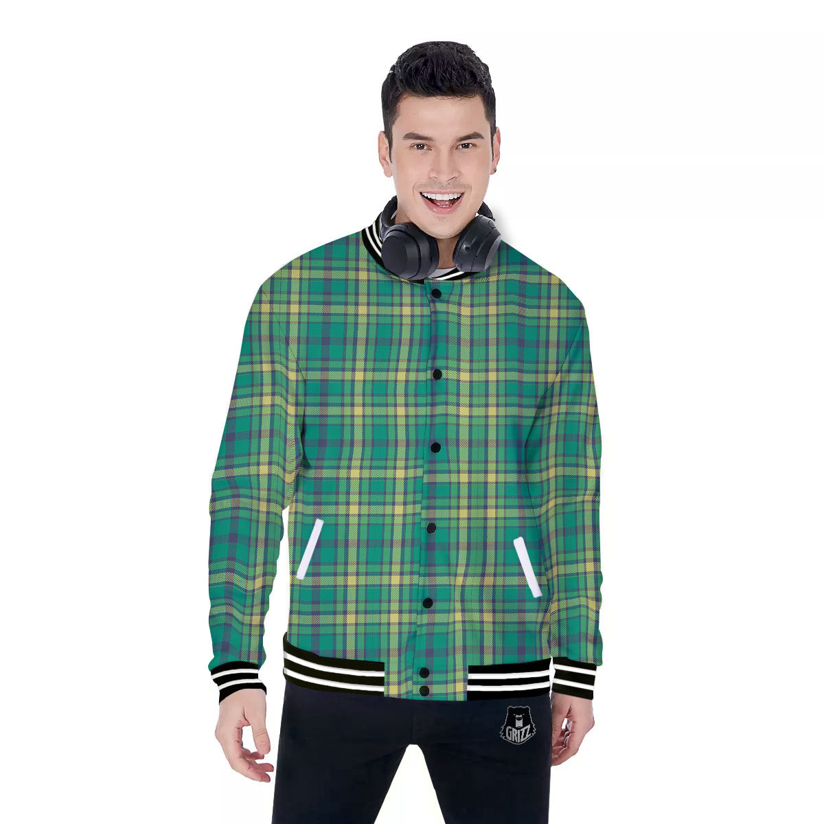 Saint Patrick's Day Irish Check Print Baseball Jacket-grizzshop
