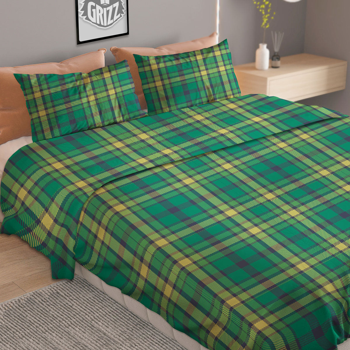 Saint Patrick's Day Irish Check Print Duvet Cover Bedding Set