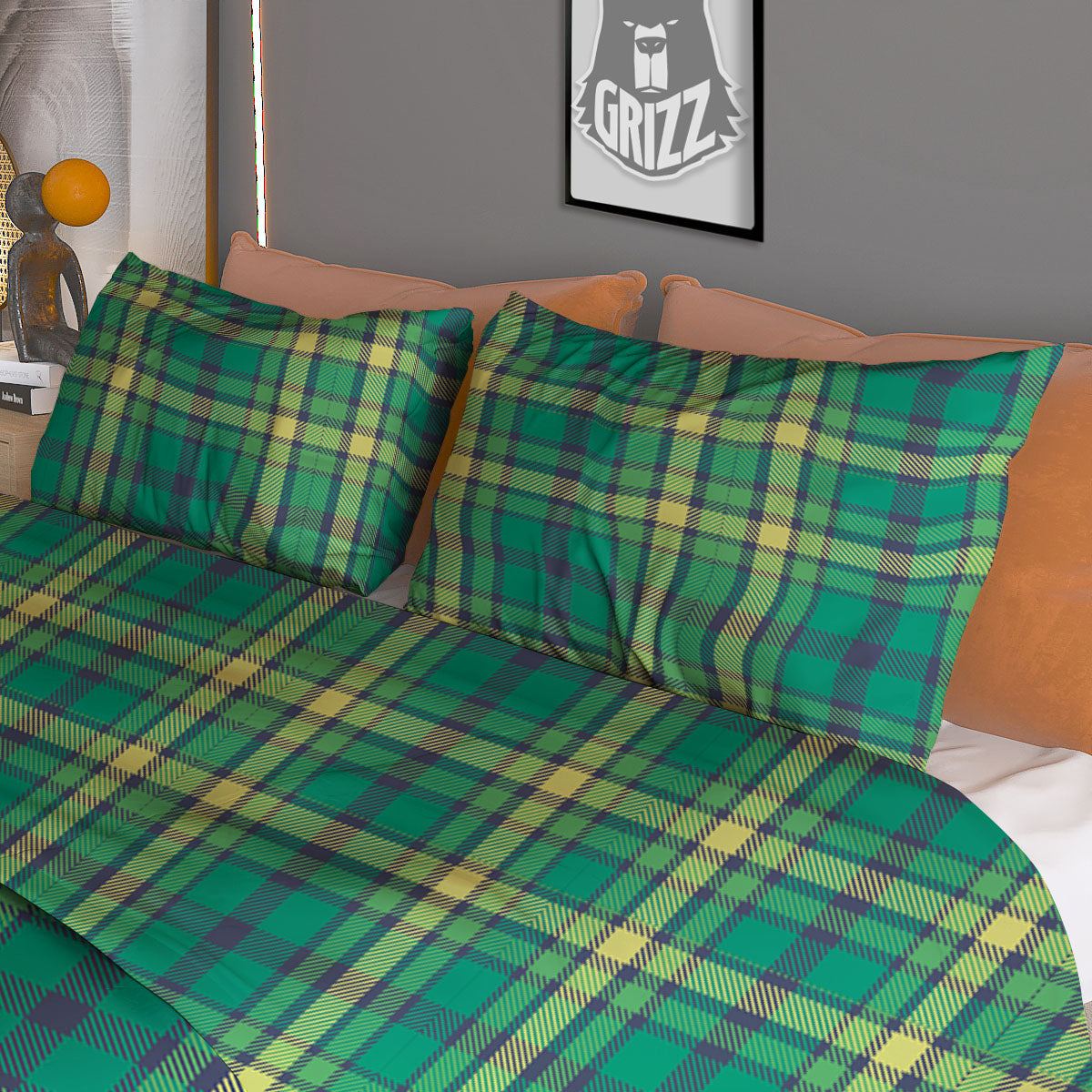 Saint Patrick's Day Irish Check Print Duvet Cover Bedding Set
