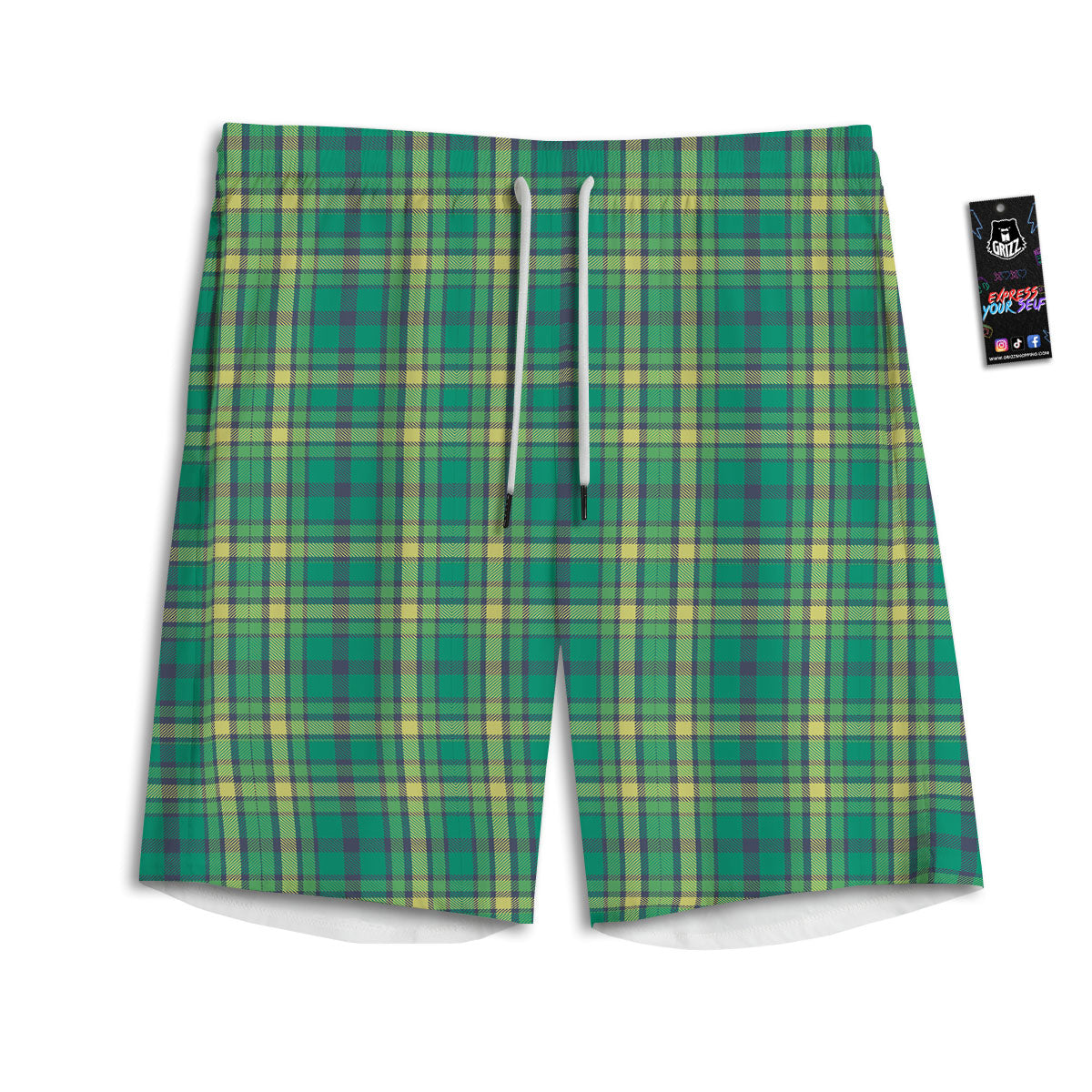 Saint Patrick's Day Irish Check Print Men's Athletic Shorts