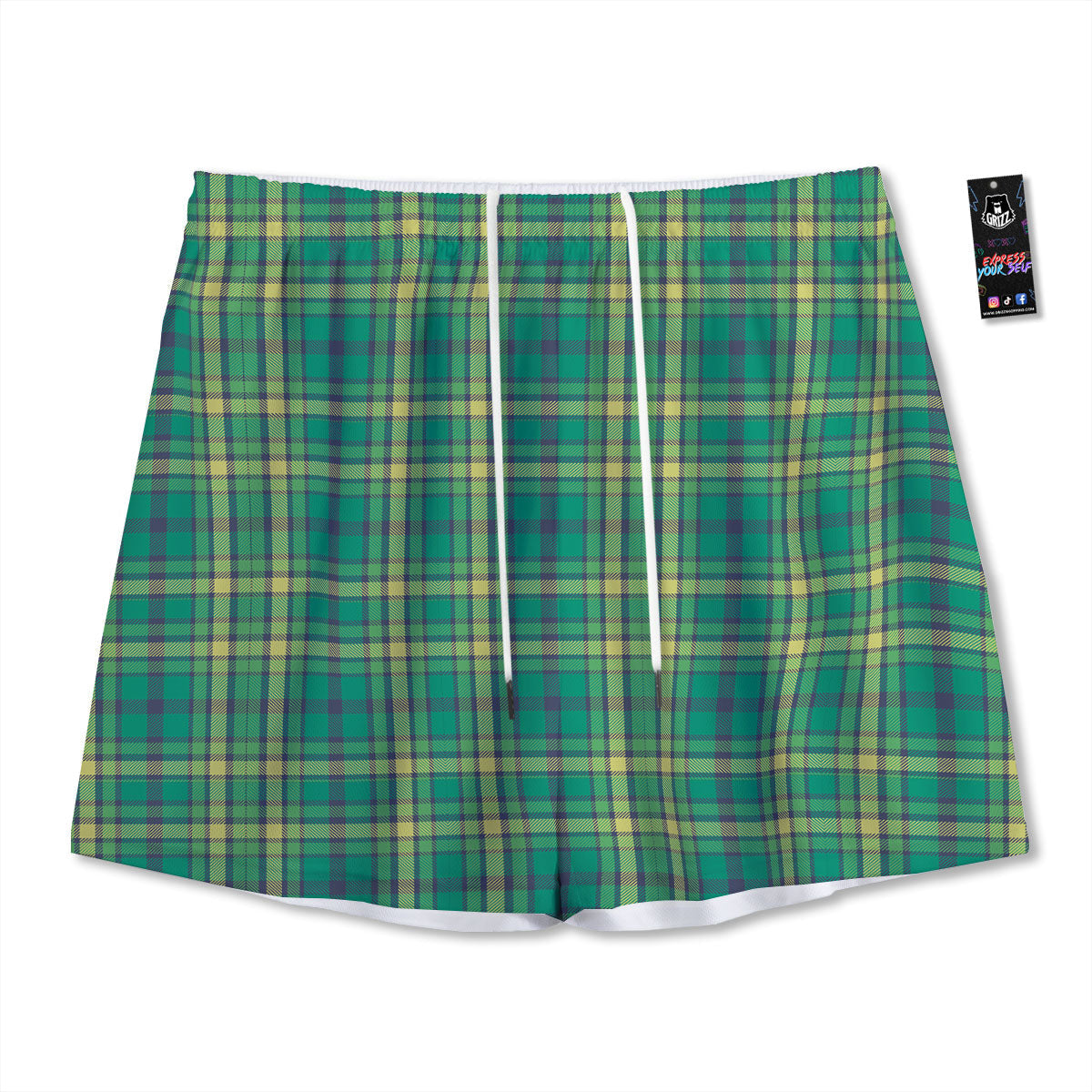 Saint Patrick's Day Irish Check Print Mesh Shorts