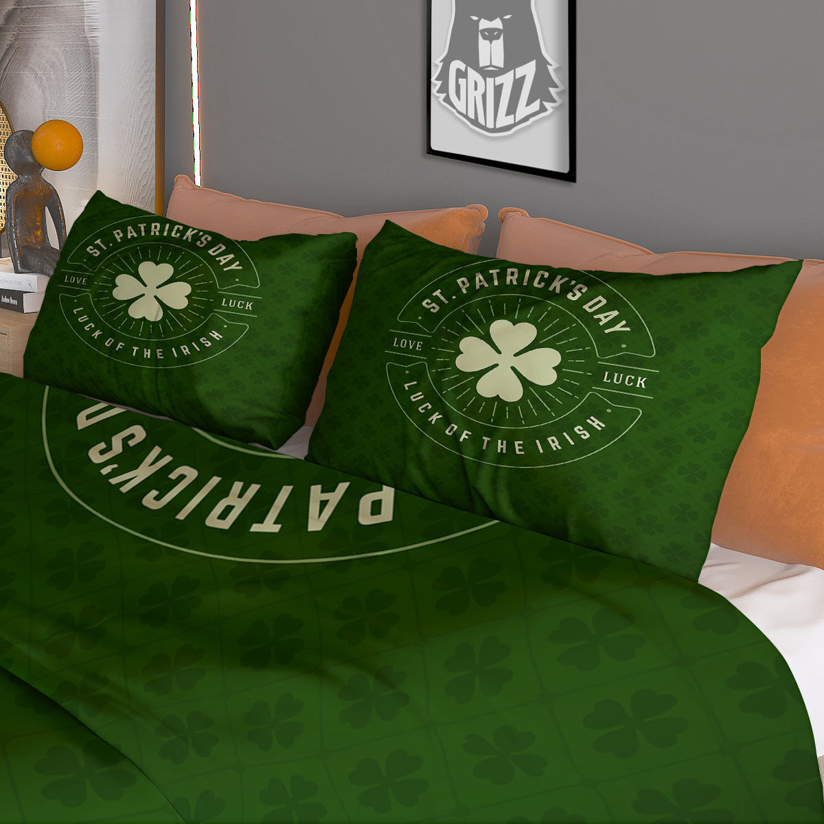 Saint Patrick's Day Irish Clover Print Duvet Cover Bedding Set