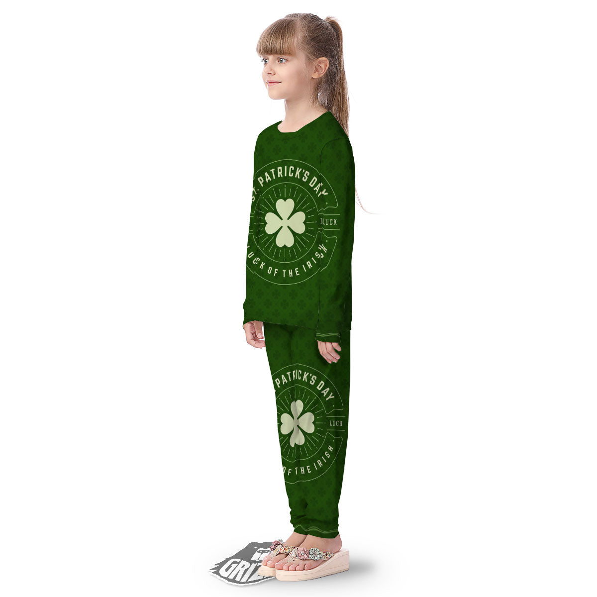 Saint Patrick's Day Irish Clover Print Kid's Pajamas-grizzshop
