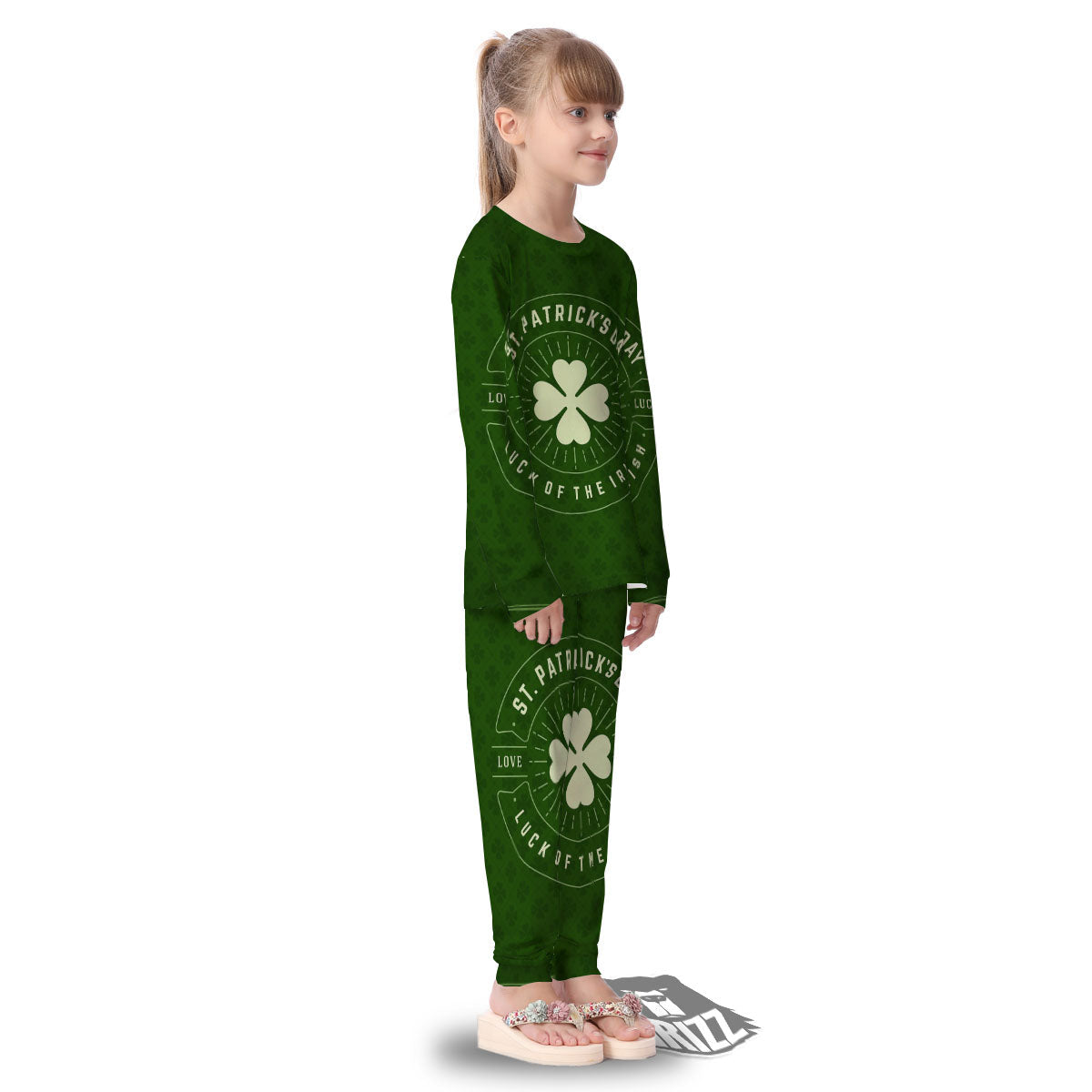 Saint Patrick's Day Irish Clover Print Kid's Pajamas-grizzshop