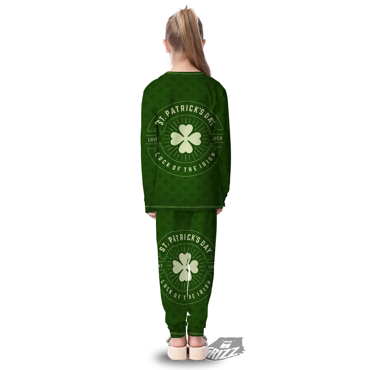 Saint Patrick's Day Irish Clover Print Kid's Pajamas-grizzshop