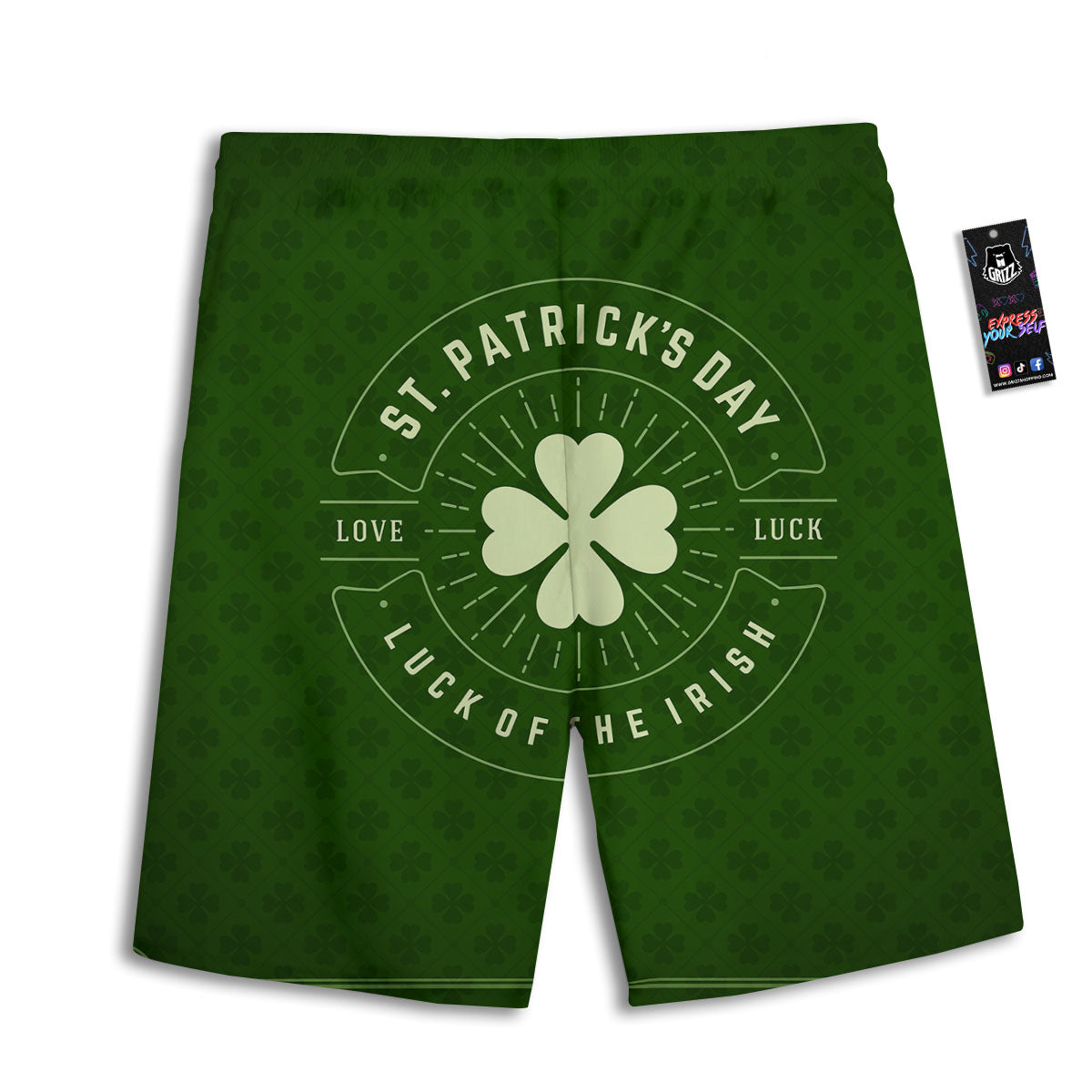 Saint Patrick's Day Irish Clover Print Men's Athletic Shorts