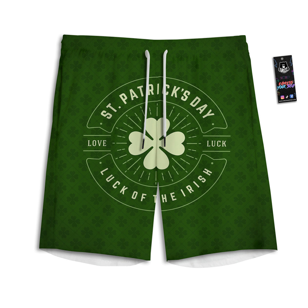 Saint Patrick's Day Irish Clover Print Men's Athletic Shorts