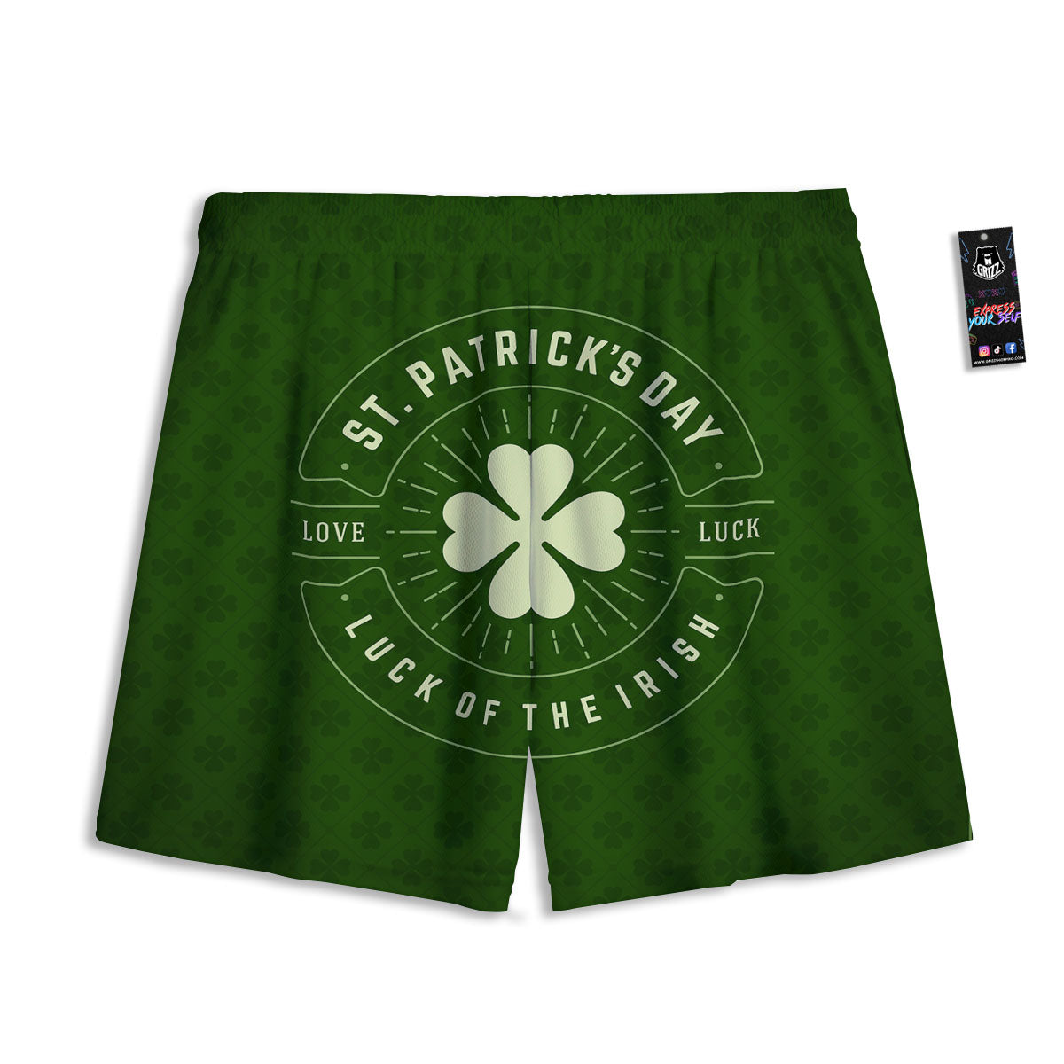 Saint Patrick's Day Irish Clover Print Mesh Shorts